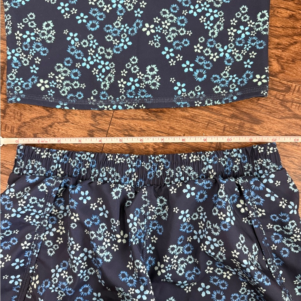 ALL IN MOTION Matching Set Shorts and Tank Top Athletic 2PC Set Blue Floral XS - Picture 8 of 11